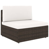 vidaXL Center Sofa Sectional Poly Rattan Black