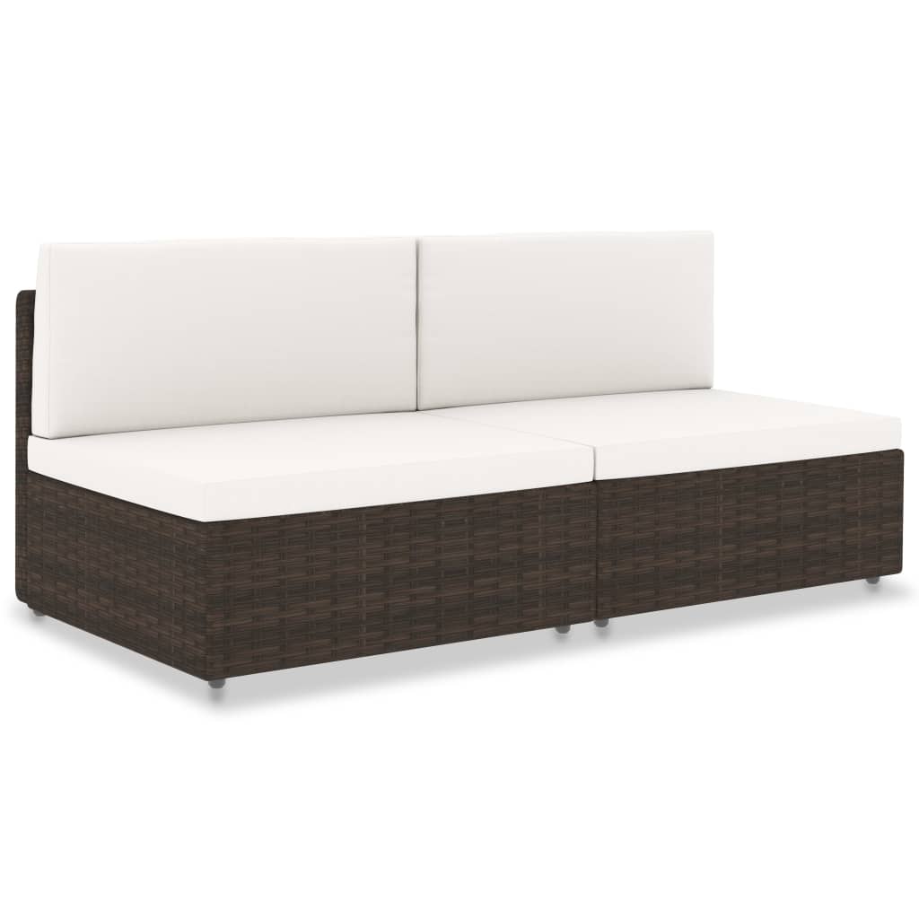 vidaXL Center Sofa Sectional Poly Rattan Black