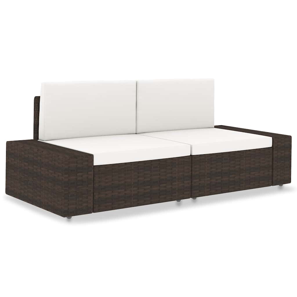 vidaXL Center Sofa Sectional Poly Rattan Black