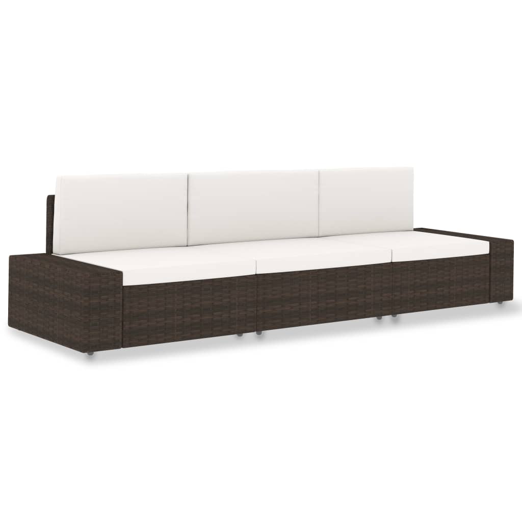 vidaXL Center Sofa Sectional Poly Rattan Black
