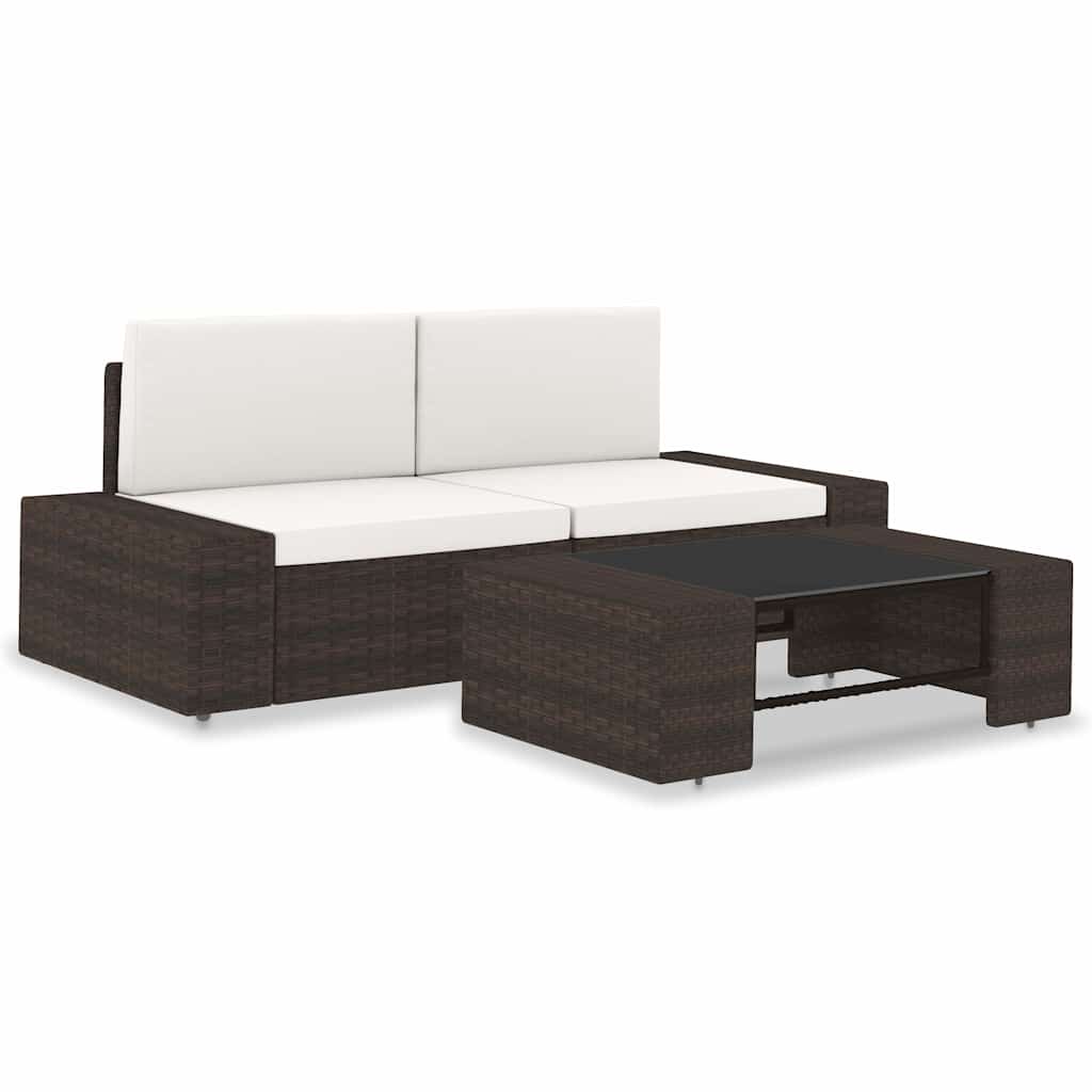 vidaXL Center Sofa Sectional Poly Rattan Black