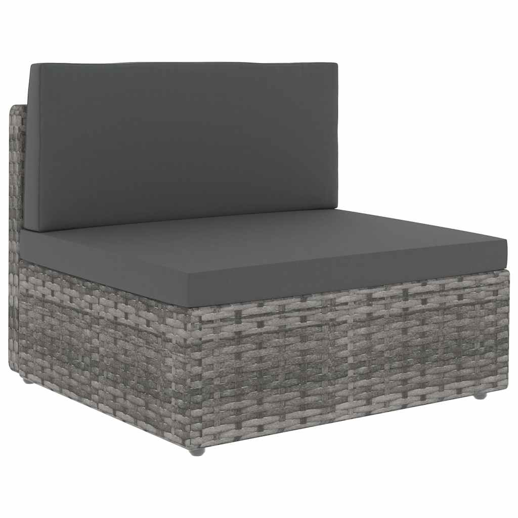 vidaXL Center Sofa Sectional Poly Rattan Black