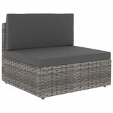 vidaXL Center Sofa Sectional Poly Rattan Black