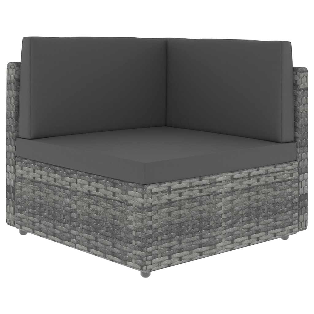 vidaXL Center Sofa Sectional Poly Rattan Black