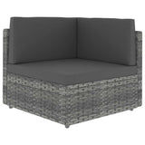 vidaXL Center Sofa Sectional Poly Rattan Black