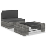 vidaXL Center Sofa Sectional Poly Rattan Black