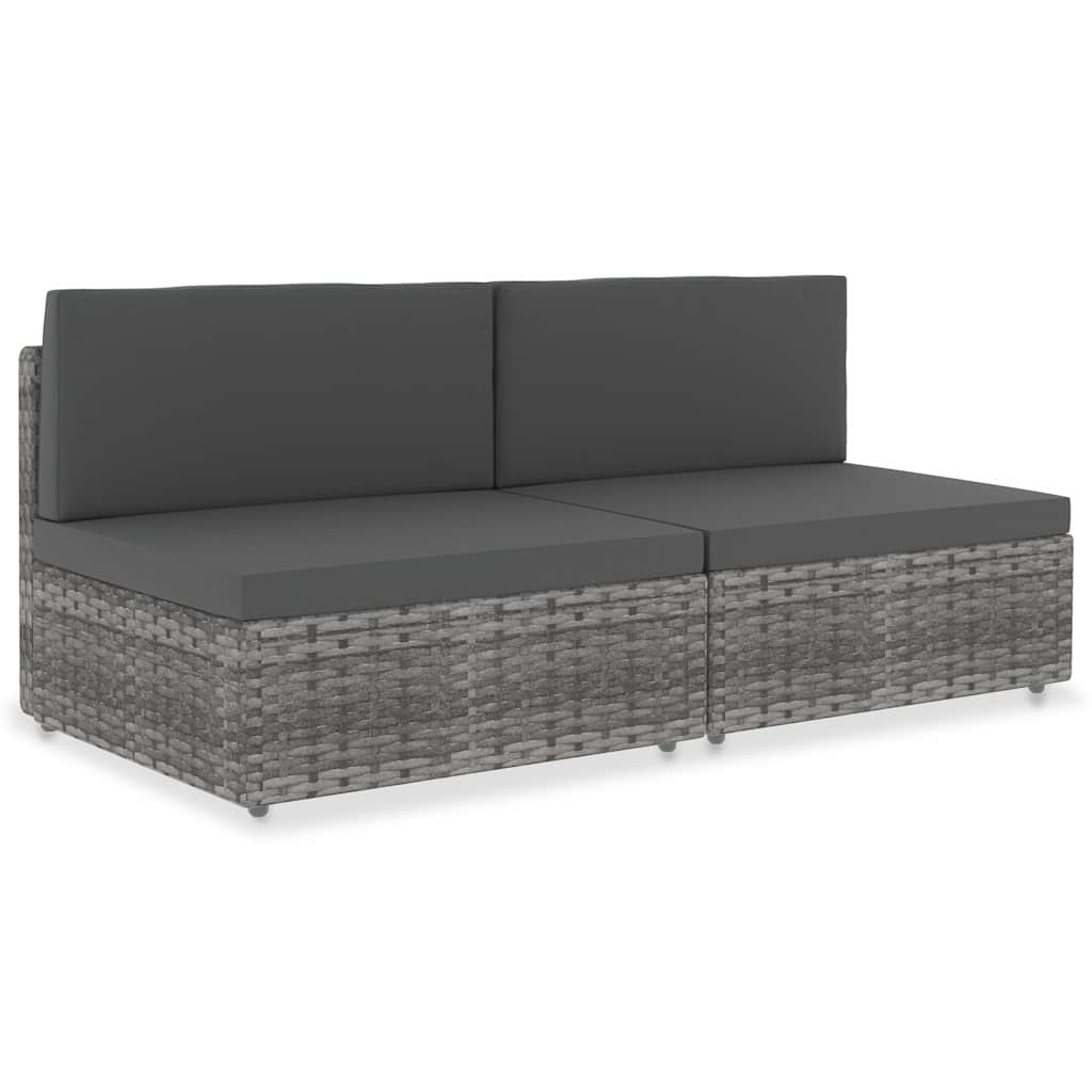 vidaXL Center Sofa Sectional Poly Rattan Black