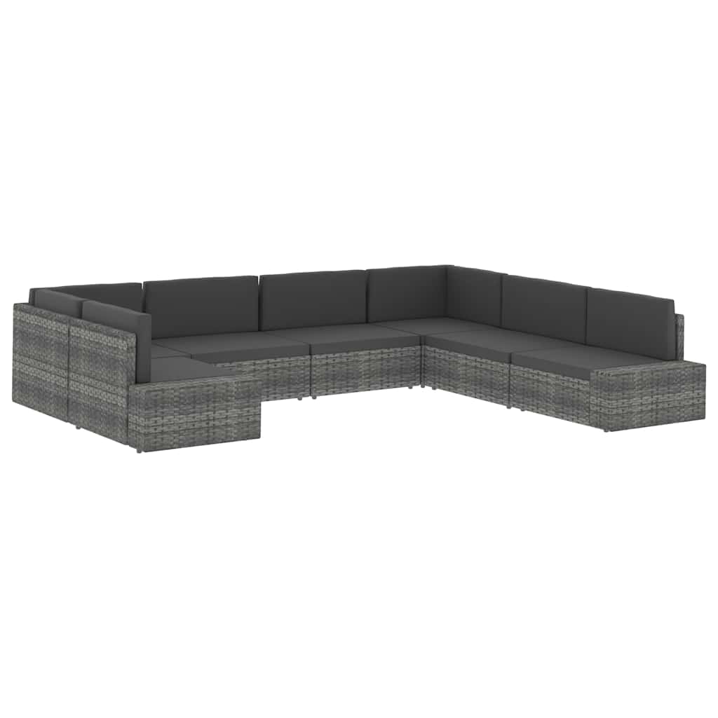 vidaXL Center Sofa Sectional Poly Rattan Black