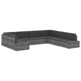 vidaXL Center Sofa Sectional Poly Rattan Black