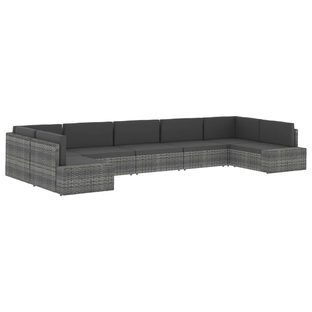 vidaXL Center Sofa Sectional Poly Rattan Black