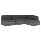 vidaXL Center Sofa Sectional Poly Rattan Black