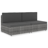 vidaXL Center Sofa Sectional Poly Rattan Black