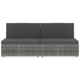 vidaXL Center Sofa Sectional Poly Rattan Black
