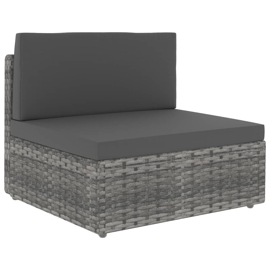 vidaXL Center Sofa Sectional Poly Rattan Black