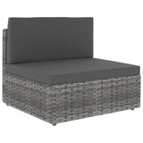 vidaXL Center Sofa Sectional Poly Rattan Black