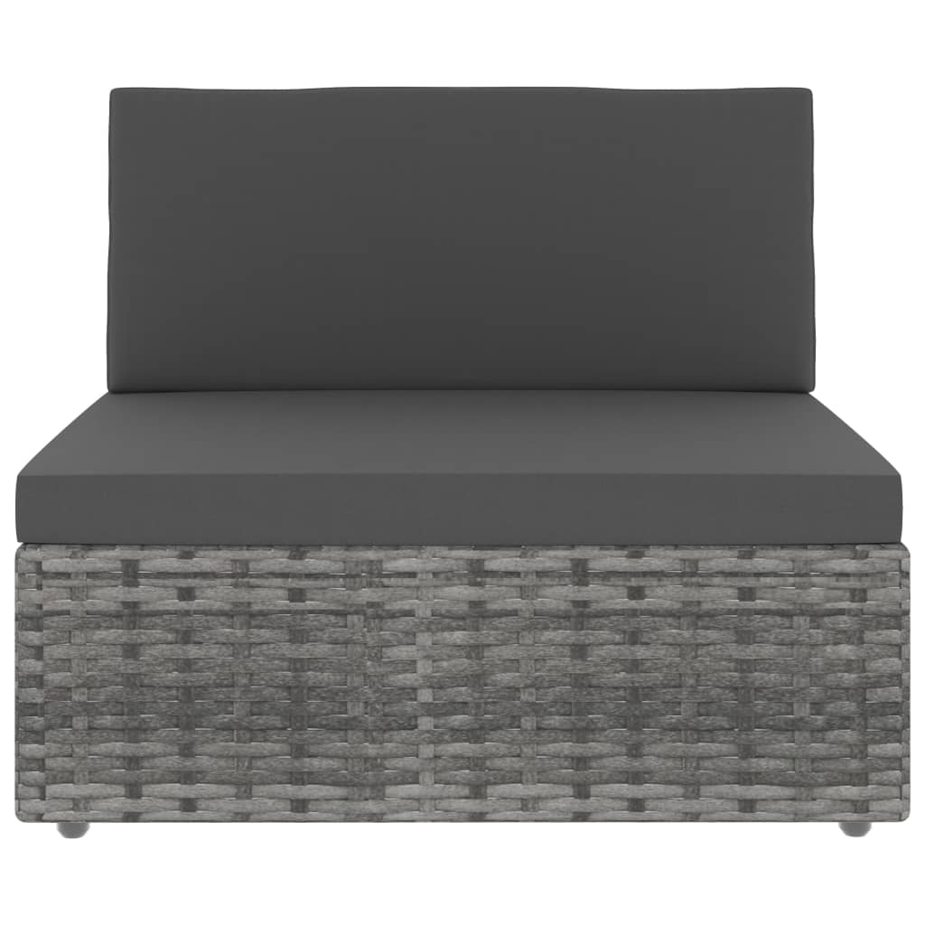 vidaXL Center Sofa Sectional Poly Rattan Black