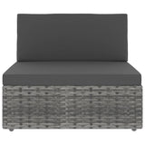 vidaXL Center Sofa Sectional Poly Rattan Black