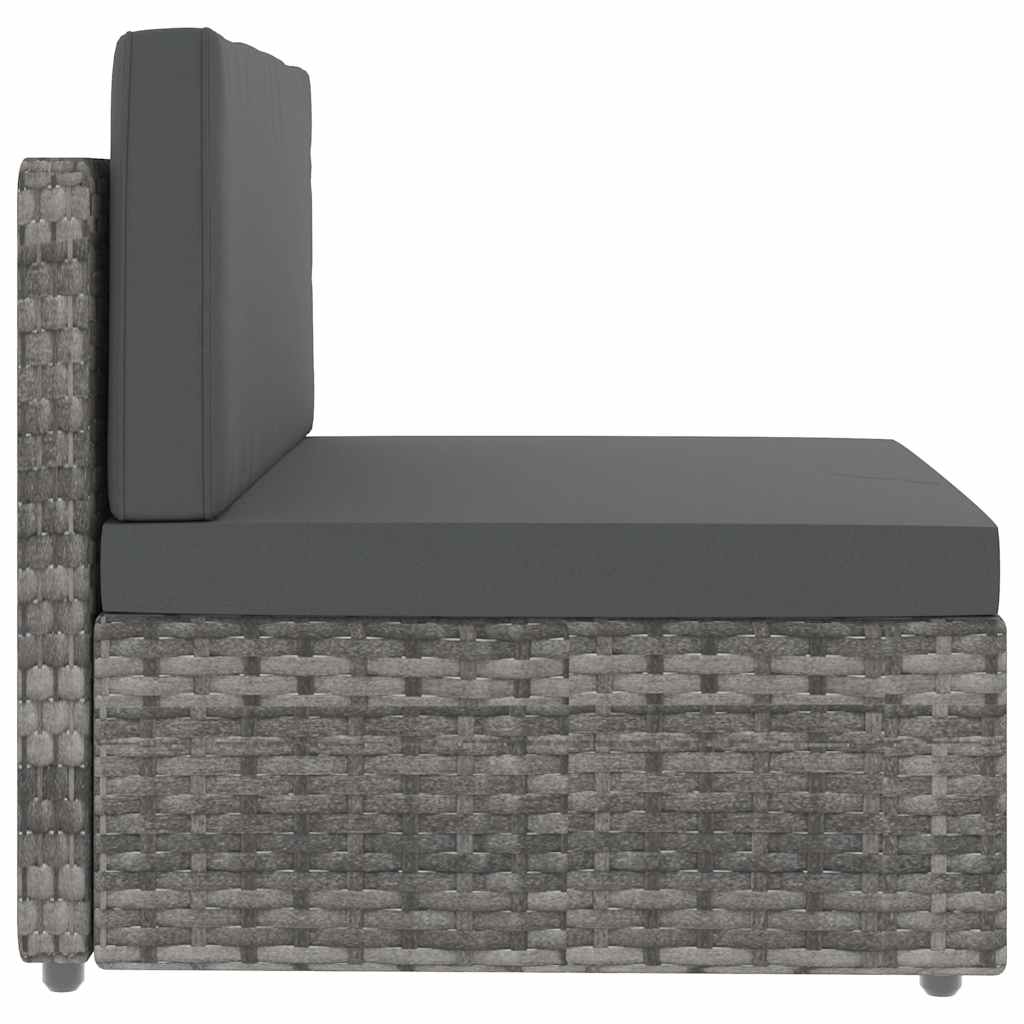 vidaXL Center Sofa Sectional Poly Rattan Black