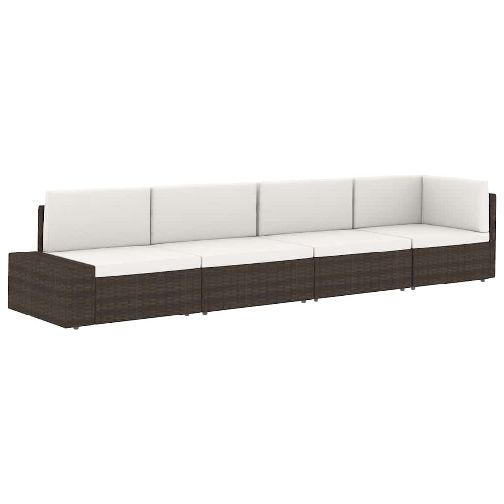 vidaXL Center Sofa Sectional Poly Rattan Black