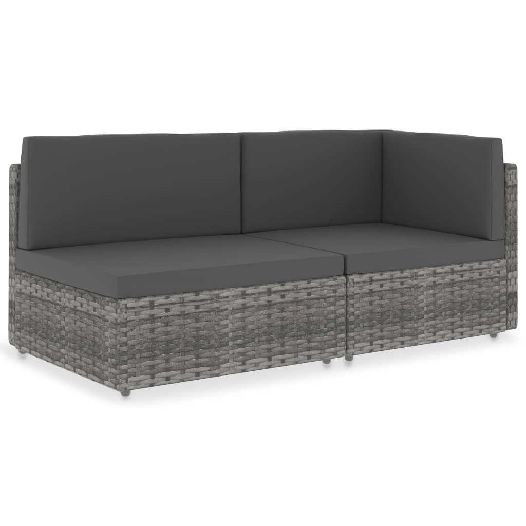 vidaXL Center Sofa Sectional Poly Rattan Black