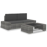 vidaXL Center Sofa Sectional Poly Rattan Black
