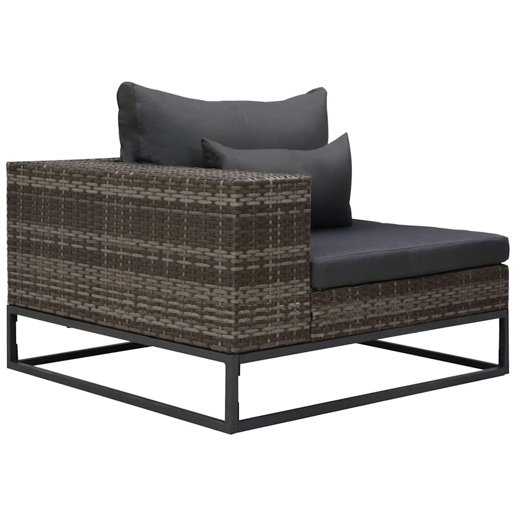 vidaXL 2-delige Loungeset met kussens poly rattan grijs