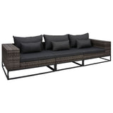 vidaXL 2-delige Loungeset met kussens poly rattan grijs