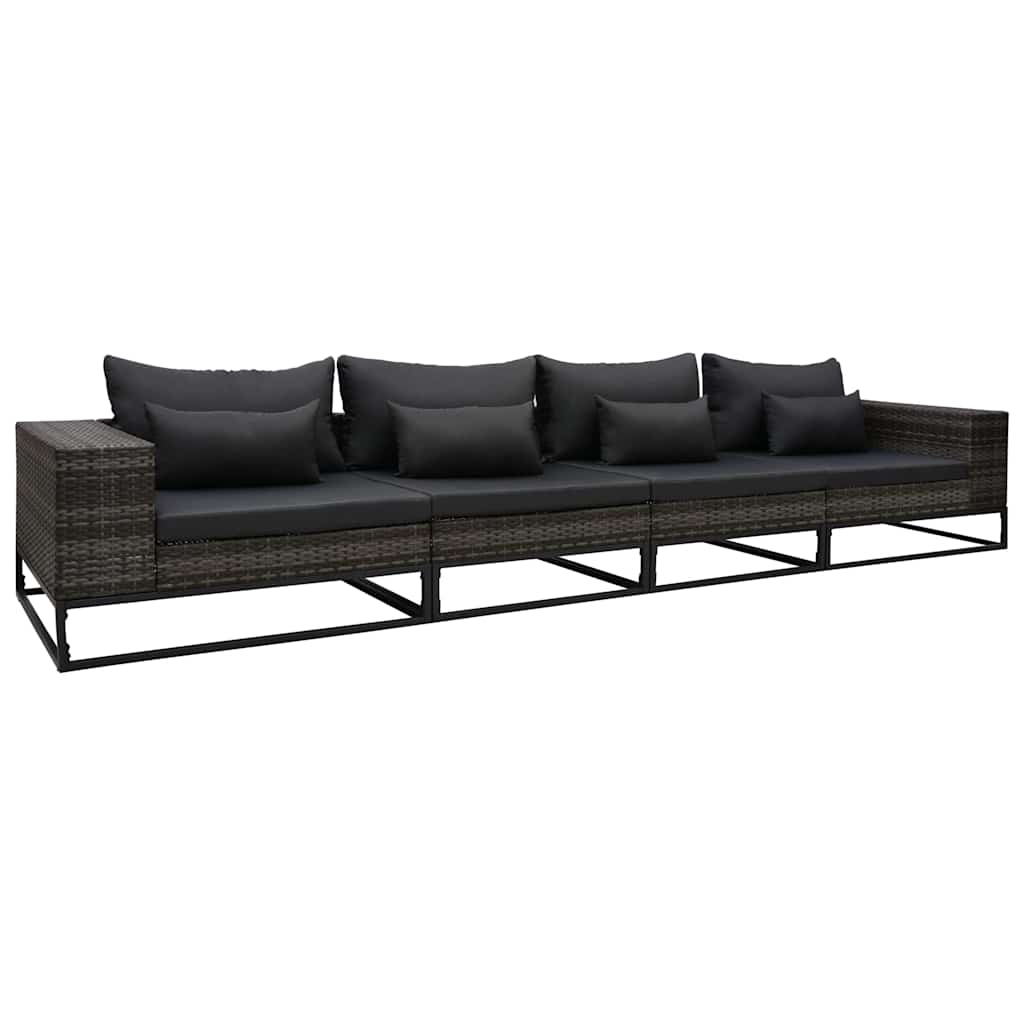 vidaXL 2-delige Loungeset met kussens poly rattan grijs