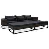 vidaXL 2-delige Loungeset met kussens poly rattan grijs