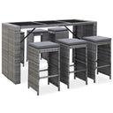 vidaXL 7-delige Tuinbarset met kussens poly rattan bruin