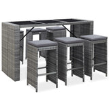 vidaXL 7-delige Tuinbarset met kussens poly rattan bruin