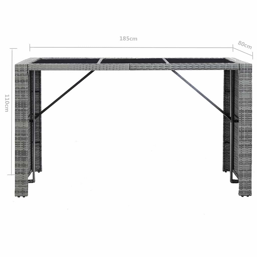 vidaXL 7-delige Tuinbarset met kussens poly rattan bruin
