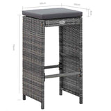 vidaXL 7-delige Tuinbarset met kussens poly rattan bruin