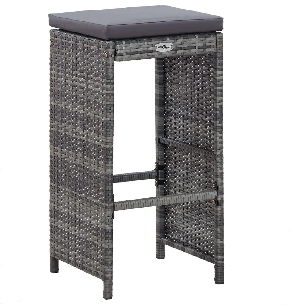 vidaXL 7-delige Tuinbarset met kussens poly rattan bruin