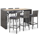 vidaXL 7-delige Tuinbarset met kussens poly rattan zwart