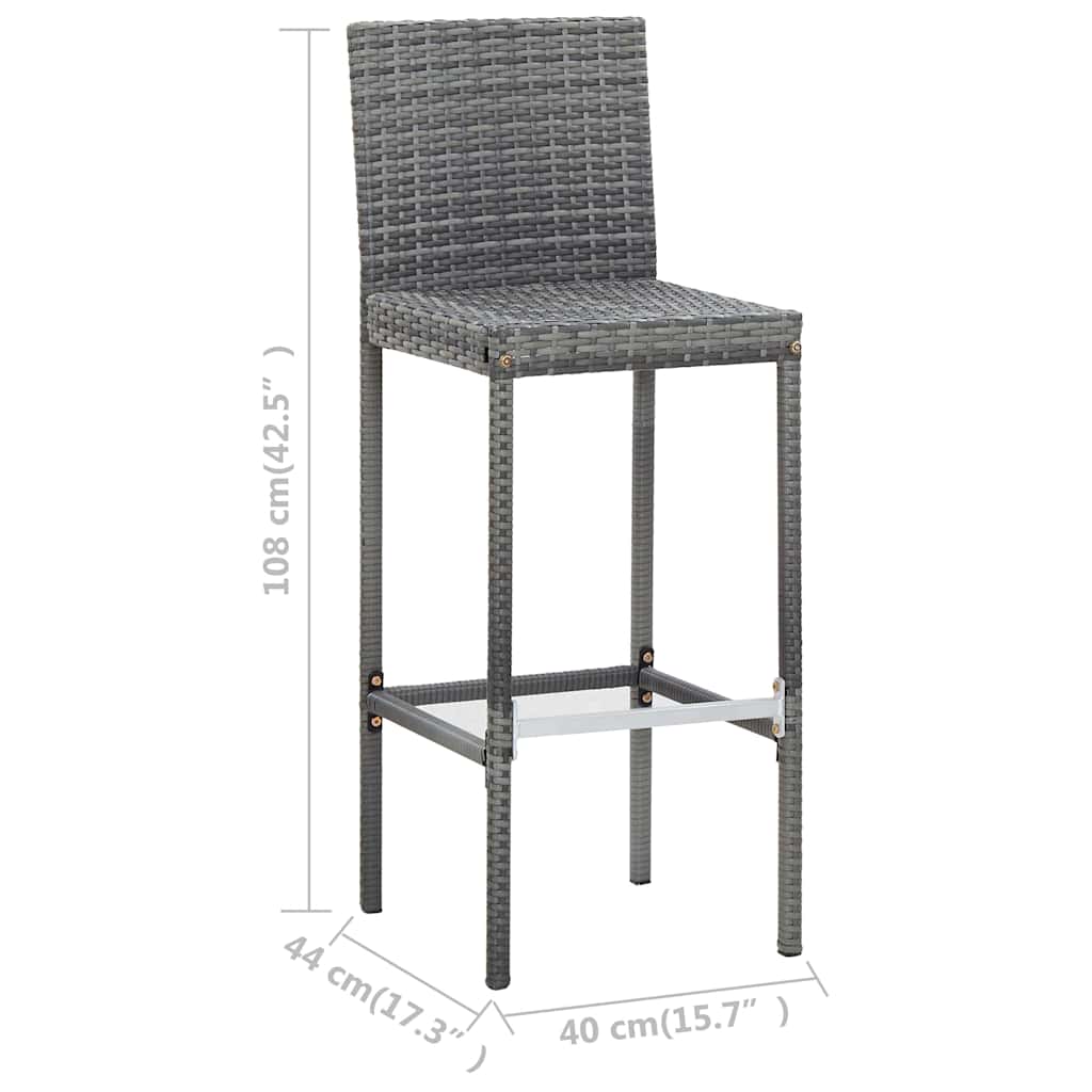 vidaXL 7-delige Tuinbarset met kussens poly rattan zwart