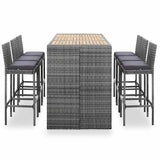 vidaXL 7-delige Tuinbarset met kussens poly rattan zwart