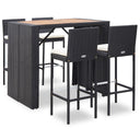 vidaXL 5-piece Garden Bar Set Polyrattan and Acacia Wood Black