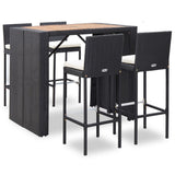 vidaXL 5-piece Garden Bar Set Polyrattan and Acacia Wood Black