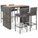vidaXL 5-piece Garden Bar Set Polyrattan and Acacia Wood Black