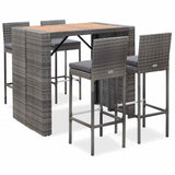vidaXL 5-piece Garden Bar Set Polyrattan and Acacia Wood Black