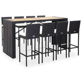 vidaXL 5-piece Garden Bar Set Polyrattan and Acacia Wood Black