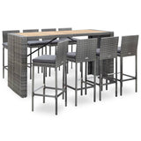 vidaXL 5-piece Garden Bar Set Polyrattan and Acacia Wood Black