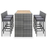 vidaXL 5-piece Garden Bar Set Polyrattan and Acacia Wood Black