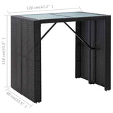 vidaXL 5-delige Tuinbarset poly rattan en glas zwart