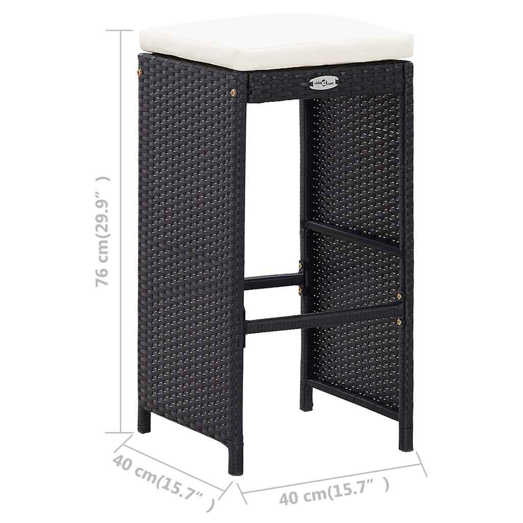 vidaXL 5-delige Tuinbarset poly rattan en glas zwart
