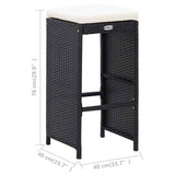 vidaXL 5-delige Tuinbarset poly rattan en glas zwart