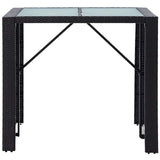 vidaXL 5-delige Tuinbarset poly rattan en glas zwart