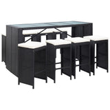vidaXL 5-delige Tuinbarset poly rattan en glas zwart