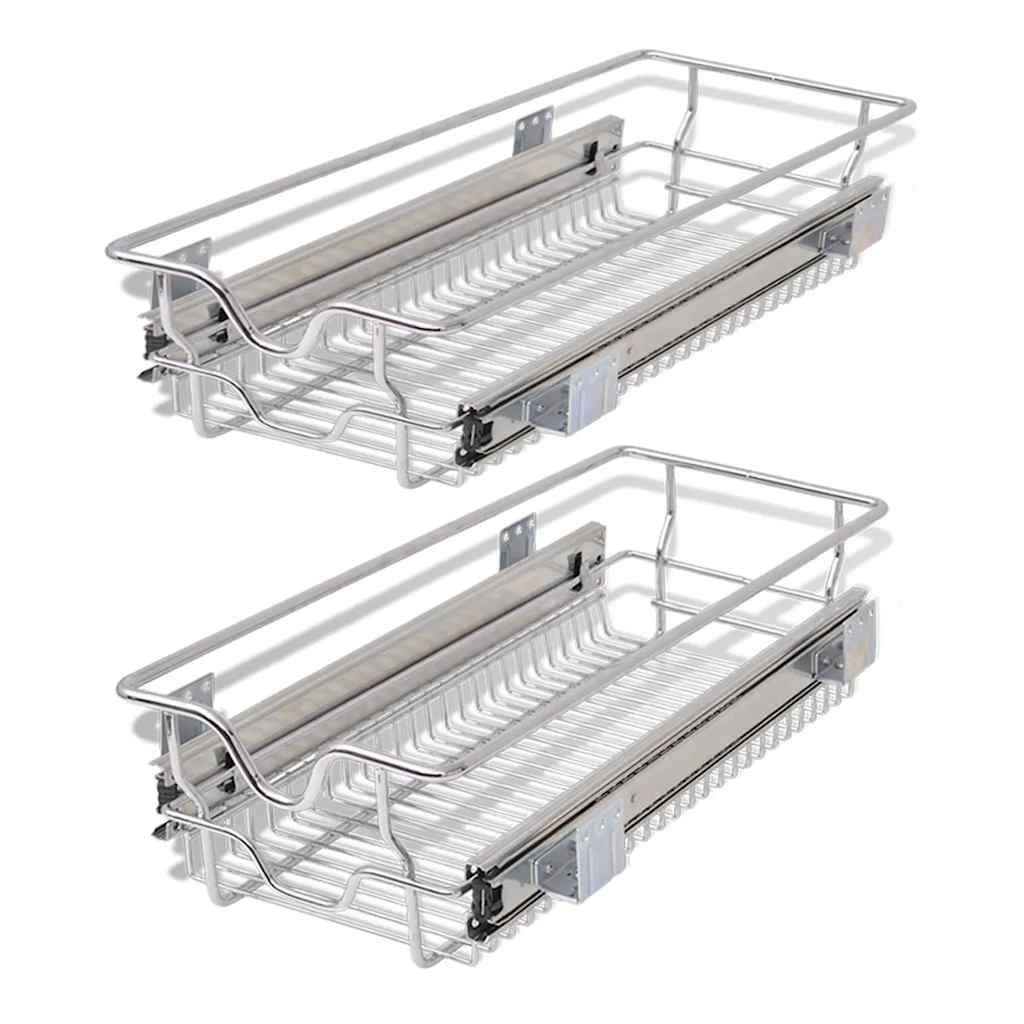 vidaXL Draadmanden uittrekbaar 2 st 45 cm zilverkleurig